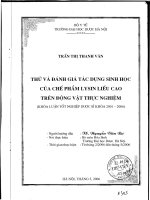 Thử và đánh giá tác dụng sinh học của chế phẩm lysin liều cao trên động vật thực nghiệm