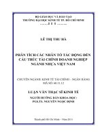 Phân tích các nhân tố tác động đến cấu trúc tài chính doanh nghiệp ngành nhựa Việt Nam