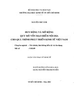 HUY ĐỘNG VÀ MỞ RỘNG QUY MÔ VỐN MẠO HIỂM NỘI ĐỊA CHO QUÁ TRÌNH PHÁT TRIỂN KINH TẾ VIỆT NAM