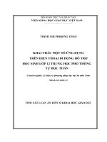 Tóm tắt luận án tiến sĩ khoa học giáo dục khai thác một số ứng dụng trên điện thoại di động hỗ trợ học sinh lớp 12 THPT tự học toán