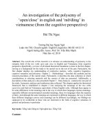 An investigation of the polysemy of ‘open-close’ in english and ‘mỡ-đóng’ in vietnamese (from the cognitive perspective)