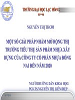 slide Một số giải pháp nhằm mở rộng thị trường tiêu thụ sản phẩm nhựa xây dựng của công ty cổ phần nhựa Đồng Nai đến năm 2020