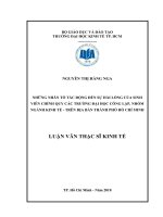 Những nhân tố tác động đến sự hài lòng của sinh viên chính quy các trường đại học công lập, nhóm ngành kinh tế  trên địa bàn TPHCM