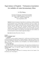 Equivalence of English – Vietnamese translation for subtitles of some documentary films