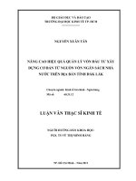 Nâng cao hiệu quả quản lý vốn đầu tư xây dựng cơ bản từ nguồn vốn ngân sách Nhà nước trên dịa bàn tỉnh Đắc Lắk