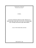 Vận dụng phương pháp dạy học theo dự án trong dạy học kiến thức về sản xuất và sử dụng điện năng cho học sinh trung học phổ thông