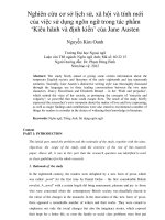 Nghiên cứu cơ sở lịch sử, xã hội và tính mới của việc sử dụng ngôn ngữ trong tác phẩm ‘Kiêu hãnh và định kiến’ của Jane Austen