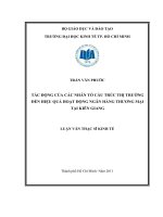Tác động của các nhân tố cấu trúc thị trường đến hiệu quả hoạt động ngân hàng thương mại tại Kiên Giang
