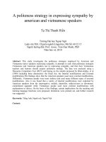 A politeness strategy in expressing sympathy by american and vietnamese speakers