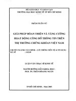 GIẢI PHÁP HOÀN THIỆN VÀ TĂNG CƯỜNG HOẠT ĐỘNG CÔNG BỐ THÔNG TIN TRÊN THỊ TRƯỜNG CHỨNG KHOÁN VIỆT NAM