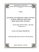 Giải pháp tài chính huy động vốn đầu tư phát triển du lịch tỉnh Bình Thuận đến năm 2015