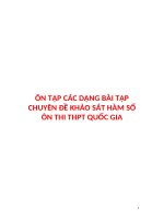 ÔN TẬP CÁC DẠNG BÀI TẬP CHUYÊN ĐỀ KHẢO SÁT HÀM SỐ ÔN THI THPT QUỐC GIA