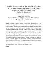 A study on meanings of the english prepstion “ in “ and its VietNamese equivalents from a cognitive semantic perspctive