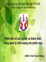 Phân tích về các cơ hội và thách thức trong quản lý chất lượng sản phẩm may