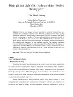 Đánh giá bản dịch Việt - Anh tác phẩm “Oxford thương yêu”