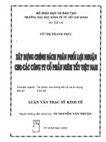XÂY DỰNG CHÍNH SÁCH PHÂN PHỐI LỢI NHUẬN CHO CÁC CÔNG TY CỔ PHẦN NIÊM YẾT VIỆT NAM