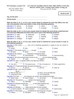 Hướng dẫn chấm thi - Đề thi tốt nghiệp THPT năm 2012 môn Tiếng Anh - Giáo dục trung học phổ thông