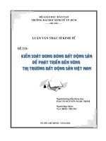 Kiểm soát bong bóng bất động sản để phát triển bền vững thị trường bất động sản Việt Nam