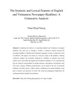 The Syntactic and Lexical Features of English and Vietnamese Newspaper Headlines A Contrastive Analysis