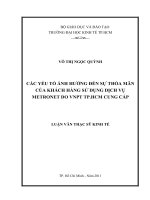 Các yếu tố tác động đến sự thỏa mãn của khách hàng sử dụng dịch vụ Metronet do VNPT thành phố Hồ Chí Minh cung cấp