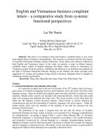 English and Vietnamese business complaint letters - a comparative study from systemic functional perspectives