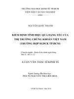 KIỂM ĐỊNH TÍNH HIỆU QUẢ DẠNG YẾU CỦA THỊ TRƯỜNG CHỨNG KHOÁN VIỆT NAM (TRƯỜNG HỢP SGDCK TP HỒ CHÍ MINH