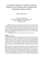 A contrastive analysis of syntactic structures employed in describing trends in English and Vietnamese business articles