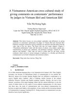 A Vietnamese-American cross cultural study of giving comments on contestants’ performance by judges in Vietnam Idol and American Idol