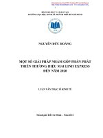 Một số giải pháp nhằm góp phần phát triển Thương Hiệu Mai Linh EXPRESS đến năm 2020