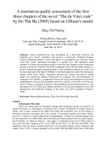 A translation quality assessment of the first three chapters of the novel The da Vinci code by Do Thu Ha (2005) based on J.House's model