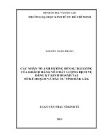 CÁC NHÂN TỐ ẢNH HƯỞNG ĐẾN SỰ HÀI LÒNG CỦA KHÁCH HÀNG VỀ CHẤT LƯỢNG DỊCH VỤ ĐĂNG KÝ KINH DOANH TẠI SỞ KẾ HOẠCH VÀ ĐẦU TƯ TỈNH ĐẮK LẮK