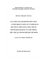 Các nhân tố ảnh hưởng đến chất lượng dịch vụ bán lẻ và mối quan hệ với sự thỏa mãn, lòng trung thành khách hàng của Hệ thống Siêu thị tại thành phố Hồ Chí Minh