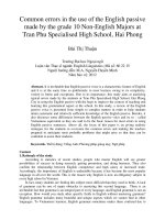 Common errors in the use of the English passive made by the grade 10 Non-English Majors at Tran Phu Specialised High School, Hai Phong