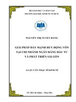 Giải pháp đẩy mạnh huy động vốn tại chi nhánh ngân hàng đầu tư và phát triển Sài Gòn