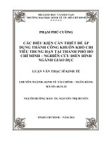Các điều kiện cần thiết để áp dụng thành công khuôn khổ chi tiêu trung hạn tại Thành Phố Hồ Chí Minh - Nghiên cứu điển hình ngành giáo dục