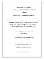 Mua lại và sáp nhập - Giải pháp nâng cao năng lực cạnh tranh của các công ty chứng khoán tại Việt Nam hiện nay