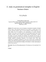 A study on grammatical metaphor in English business letters