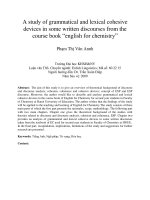 A study of grammatical and lexical cohesive devices in some written discourses from the course book “english for chemistry”