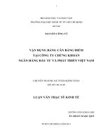 Vận dụng bảng cân bằng điểm tại công ty chứng khoán ngân hàng đầu tư và phát triển Việt Nam