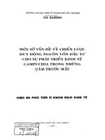 MỘT SỐ VẤN ĐỀ VỀ CHIẾN LƯỢC HUY ĐỘNG NGUỒN VỐN ĐẦU TƯ CHO SỰ PHÁT TRIỂN KINH TẾ CAMPUCHIA TRONG NHỮNG NĂM TRƯỚC MẮT SA SAMBO