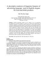 A descriptive analysis of linguistic features of advertising language used in English slogans for food and drink products