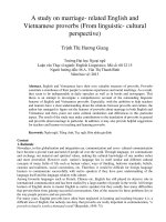 A study on marriage- related English and Vietnamese proverbs (From linguistic- cultural perspective)