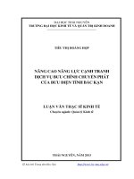 Nâng cao năng lực cạnh tranh dịch vụ bưu chính chuyển phát của bưu điện tỉnh bắc kạn