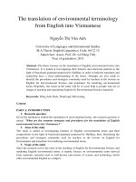 The translation of environmental terminology from English into Vietnamese