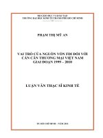Vai trò của nguồn vốn FDI đối với cán cân thương mại Việt Nam giai đoạn 1999-2010
