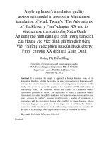 Applying house's translation quality assessment model to assess the Vietnamese translation of Mark Twain’s “The Adventures of Huckleberry Finn”-chapter XX