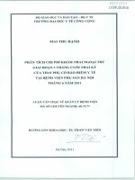 Phân tích chi phí khám thai ngoại trú giai đoạn 3 tháng cuối thai kỳ của thai phụ có bảo hiểm y tế tại bệnh viện phụ sản hà nội, tháng 6 năm 2011