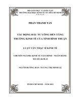 Tác động đầu tư công đến tăng trưởng kinh tế của tỉnh Bình Thuận