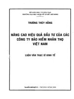 Luận văn thạc sĩ Nâng cao hiệu quả đầu tư của các Công ty bảo hiểm nhân thọ Việt Nam