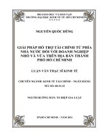 Giải pháp hỗ trợ tài chính từ phía nhà nước đối với doanh nghiệp nhỏ và vừa trên địa bàn thành phố Hồ Chí Minh